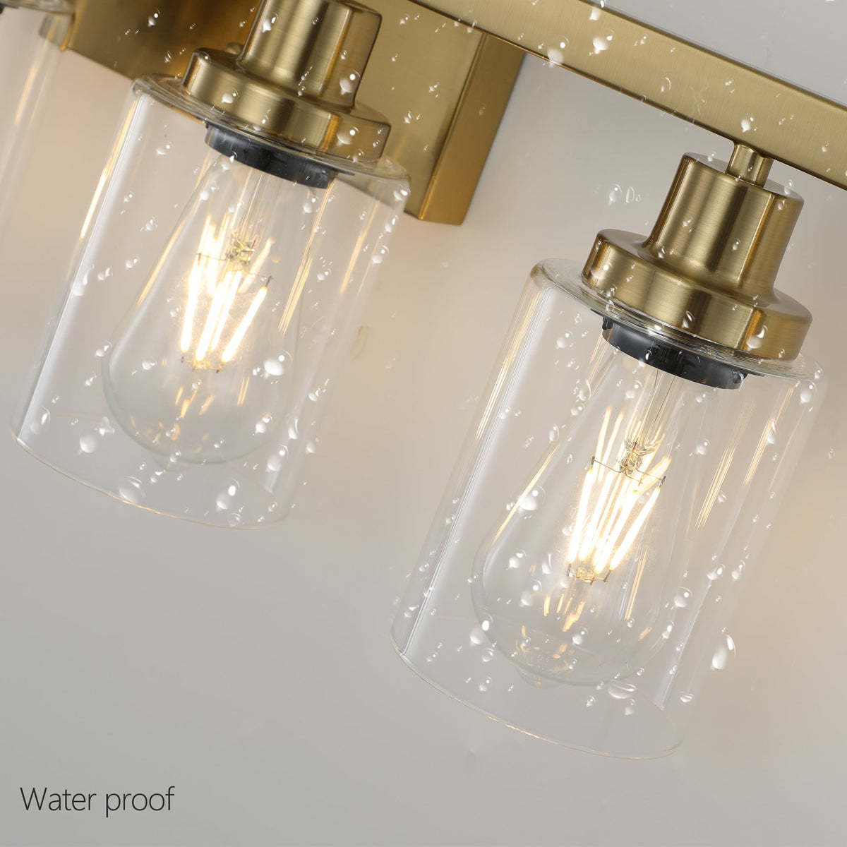 Gold six-light bathroom vanity fixture prepared for product comparison