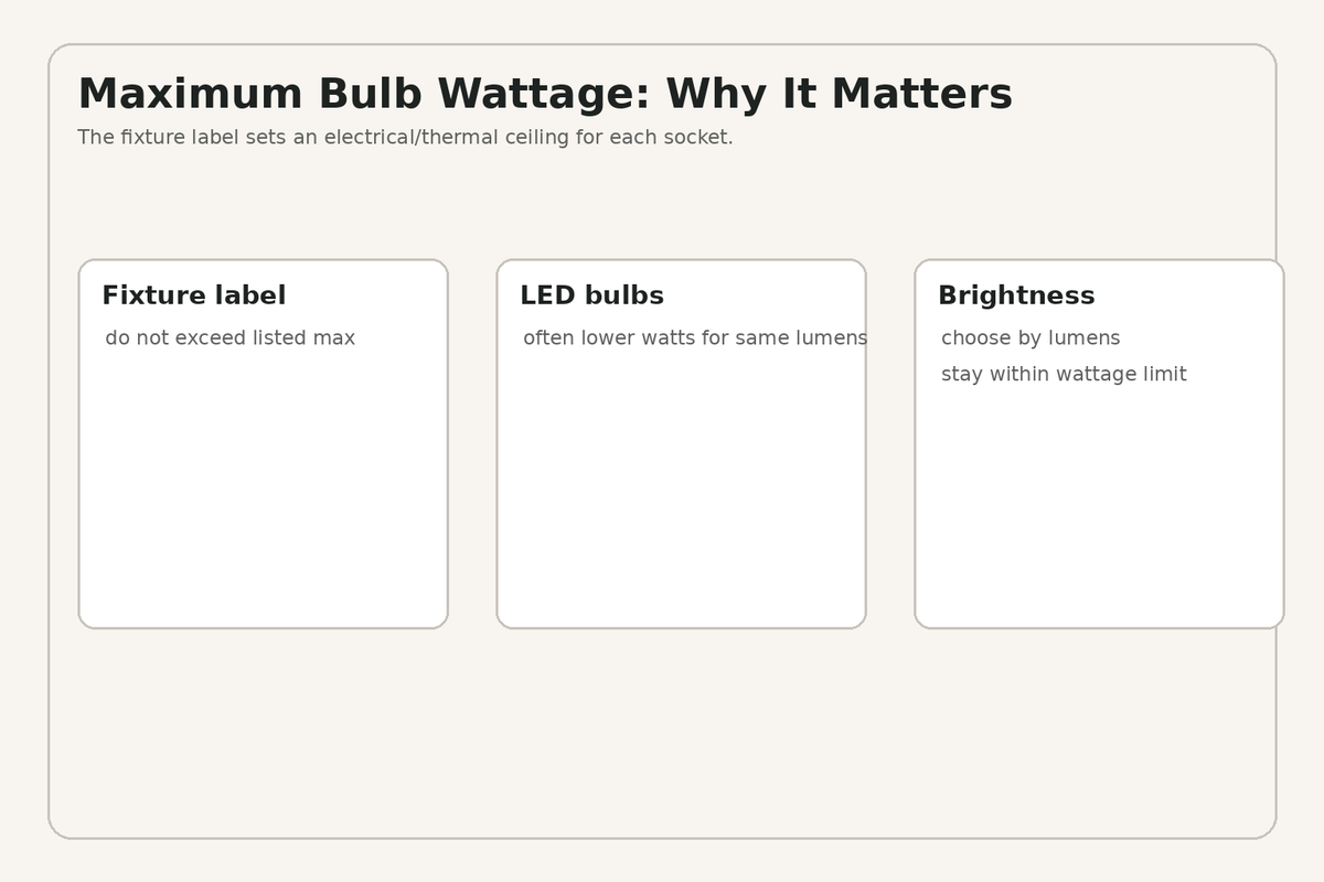 Maximum bulb wattage guidance for a bathroom vanity light fixture