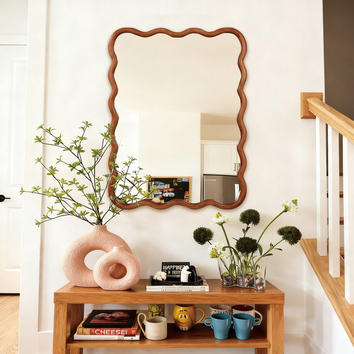 Small bathroom vanity wall with compact mirror planning