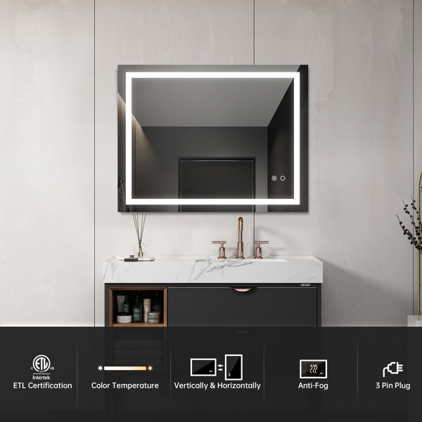 LED bathroom mirror installation and mounting detail