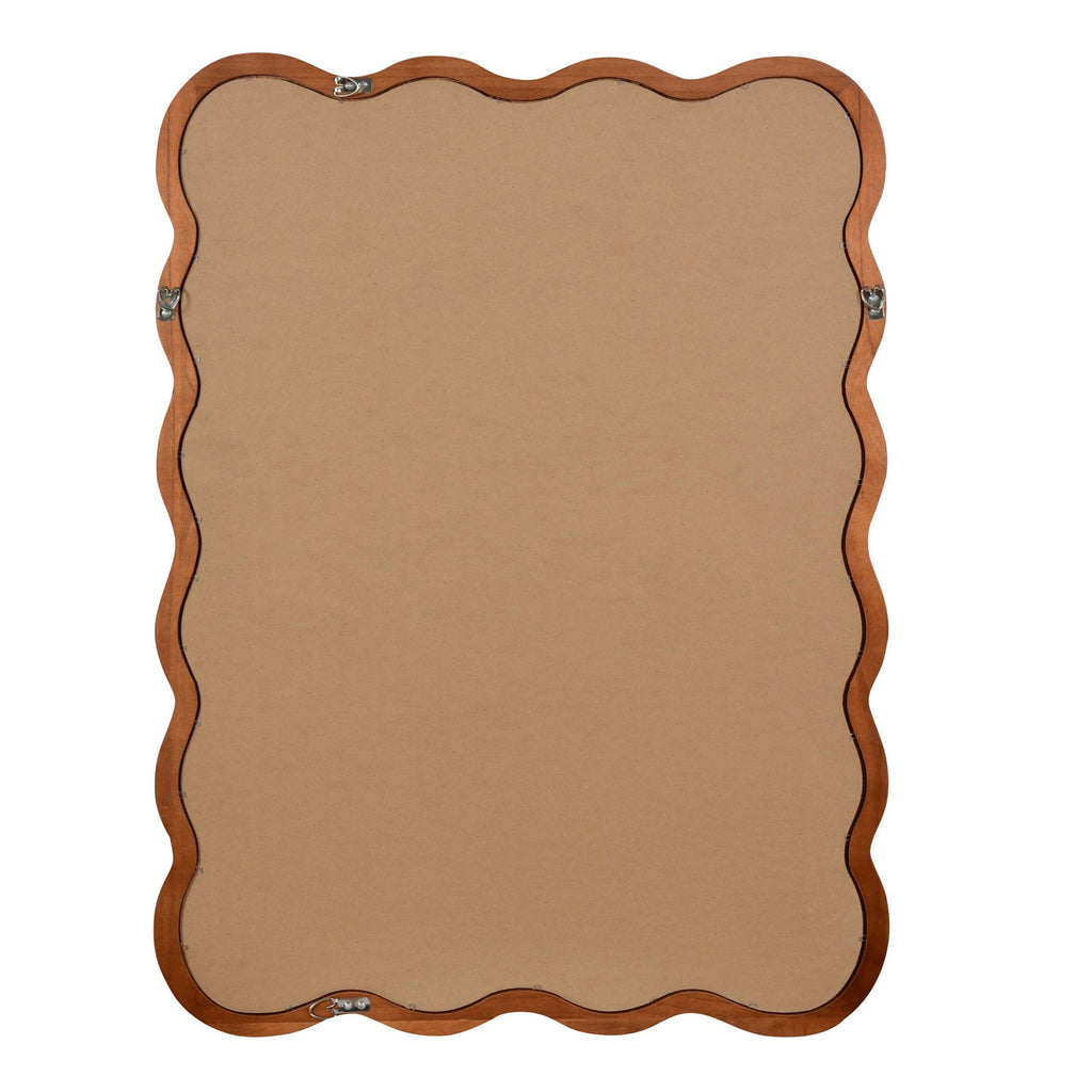 30x40 wavy wood-frame mirror shown as bathroom wall decor
