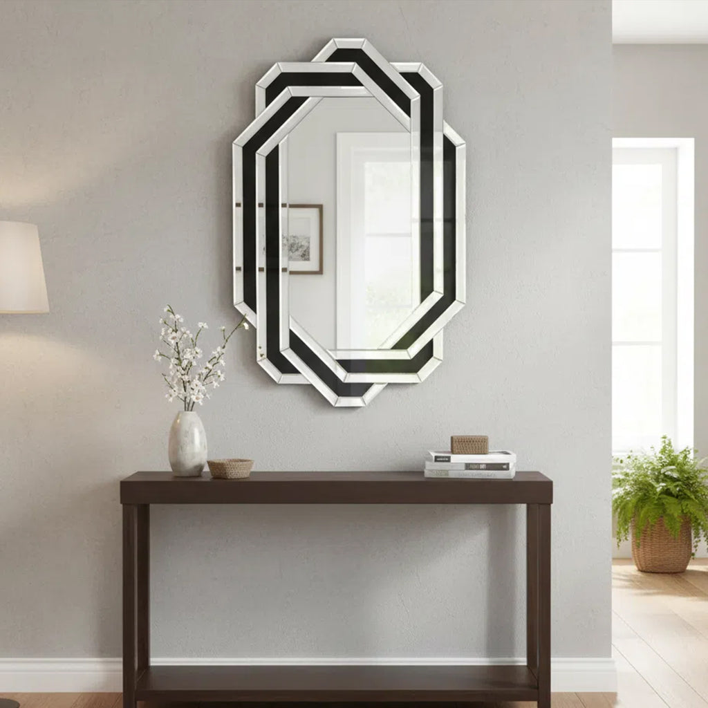24 by 35 silver crystal crush diamond wall mirror — product view 2