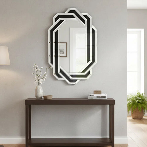 24 by 35 silver crystal crush diamond wall mirror — product view 2