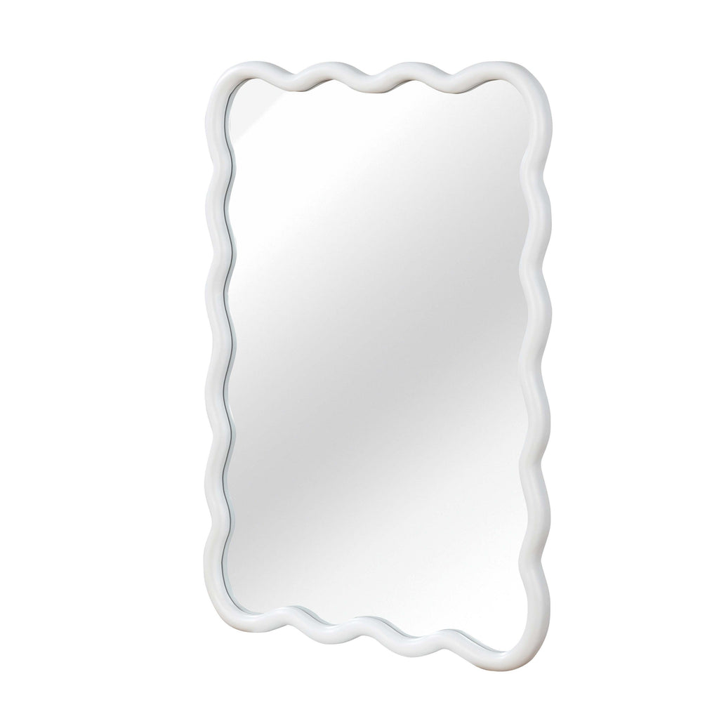 30x40 decorative bathroom mirror with sculpted wavy frame