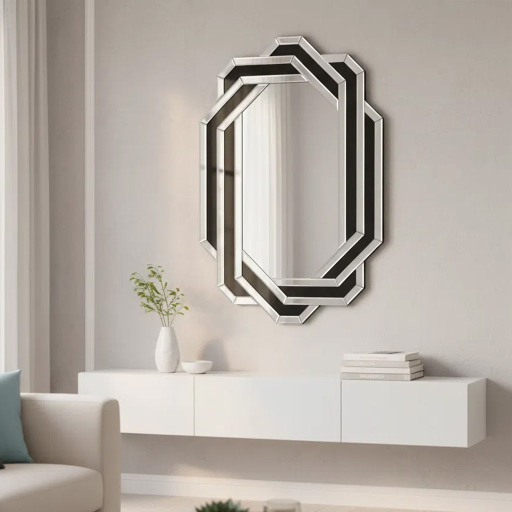 24 by 35 silver crystal crush diamond wall mirror — product view 3