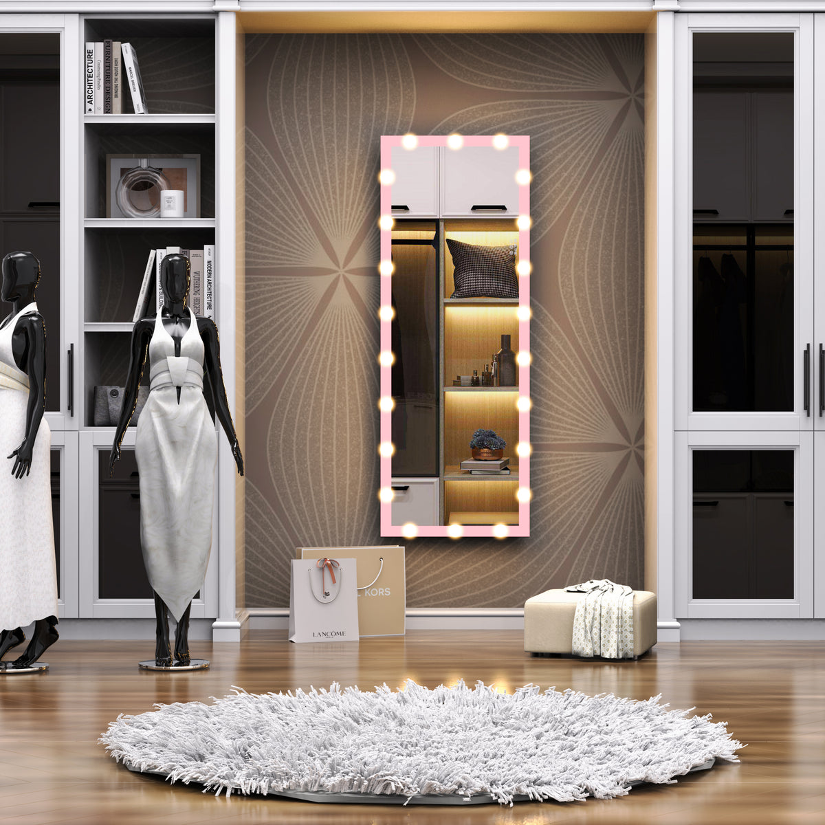 62.6 by 23.3 pink full-length LED mirror — product view 4