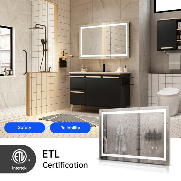 LED bathroom mirror adjustable color temperature lighting