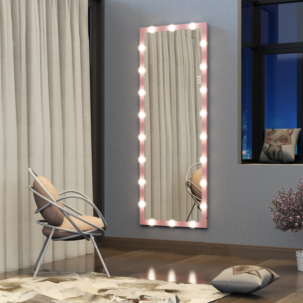 62.6 by 23.3 pink full-length LED mirror