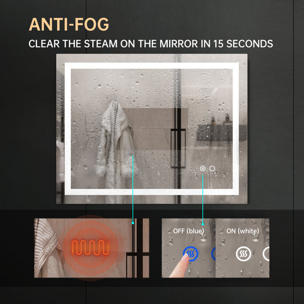 Anti-fog bathroom mirror with copper-free glass