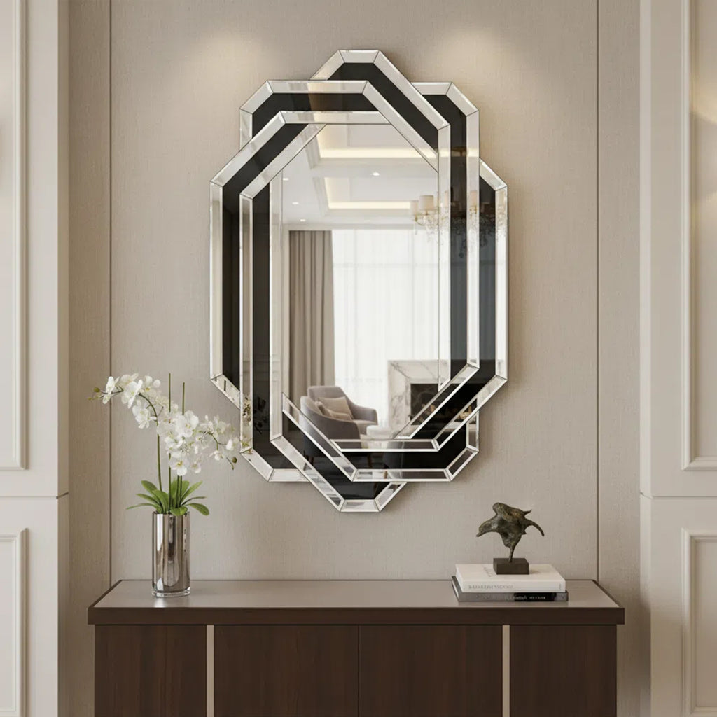 24 by 35 silver crystal crush diamond wall mirror