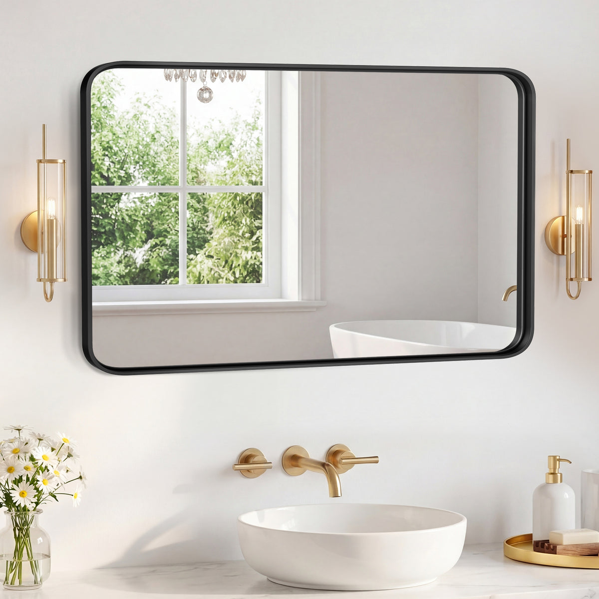 Metal-frame rectangular vanity mirror product detail