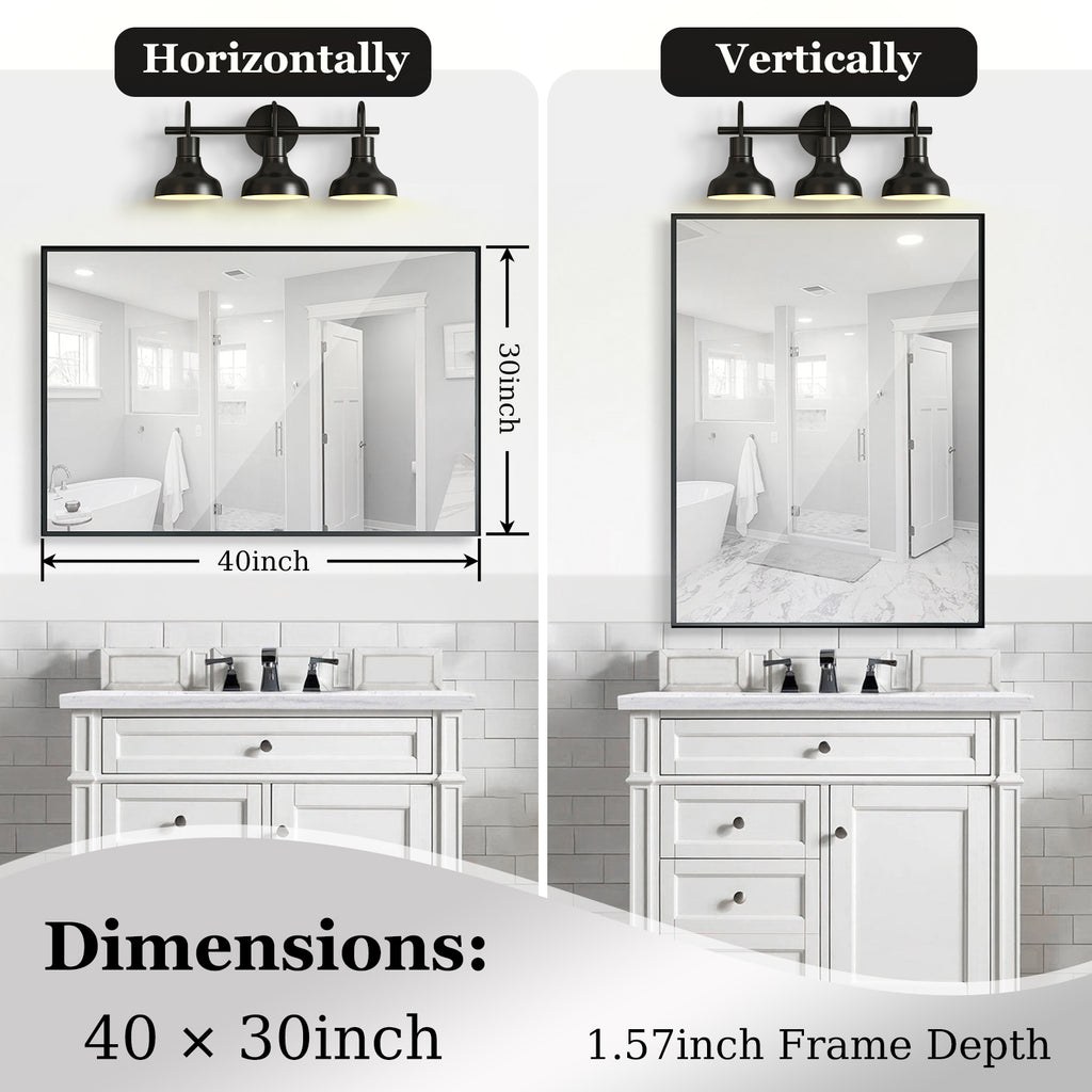 Rectangular vanity mirror horizontal mounting example