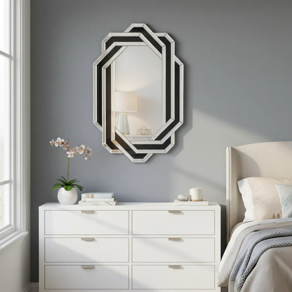 24 by 35 silver crystal crush diamond wall mirror — product view 5