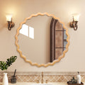 27.5-inch round wavy farmhouse wall mirror