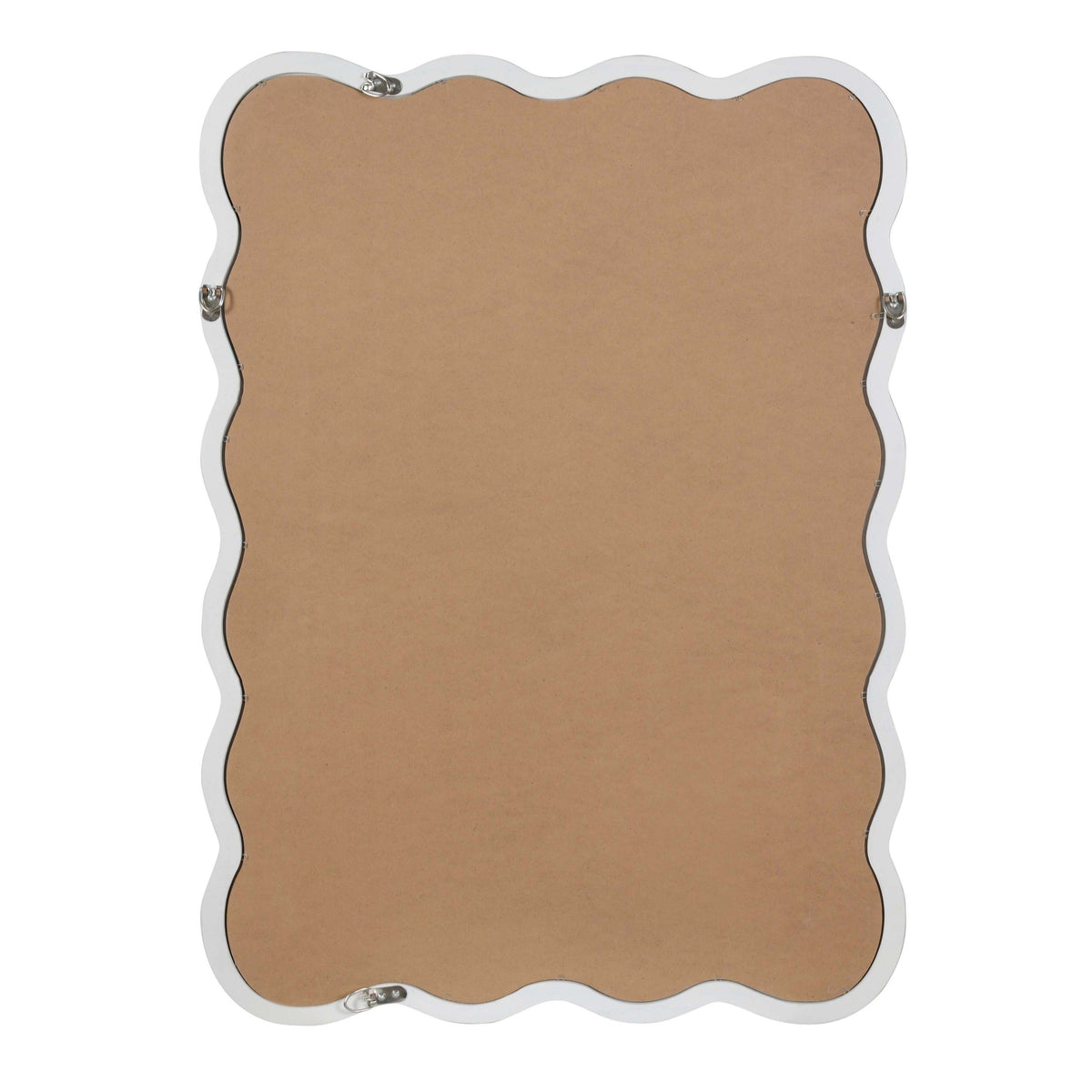 30x40 wavy wood-frame mirror shown as bathroom wall decor