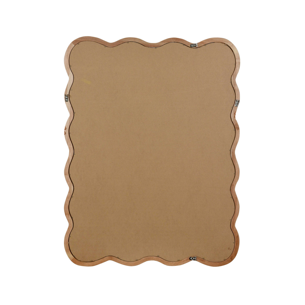 30x40 wavy wood-frame mirror shown as bathroom wall decor