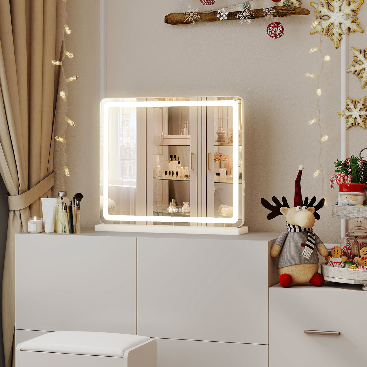 LED tabletop vanity mirror with touch control and three light modes — product view 9