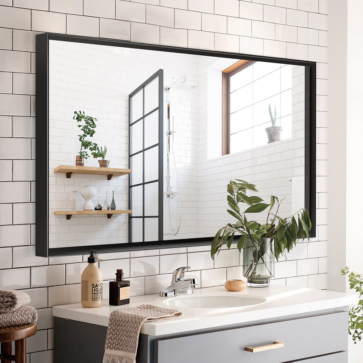 40×30 bathroom mirror dimensions and frame detail